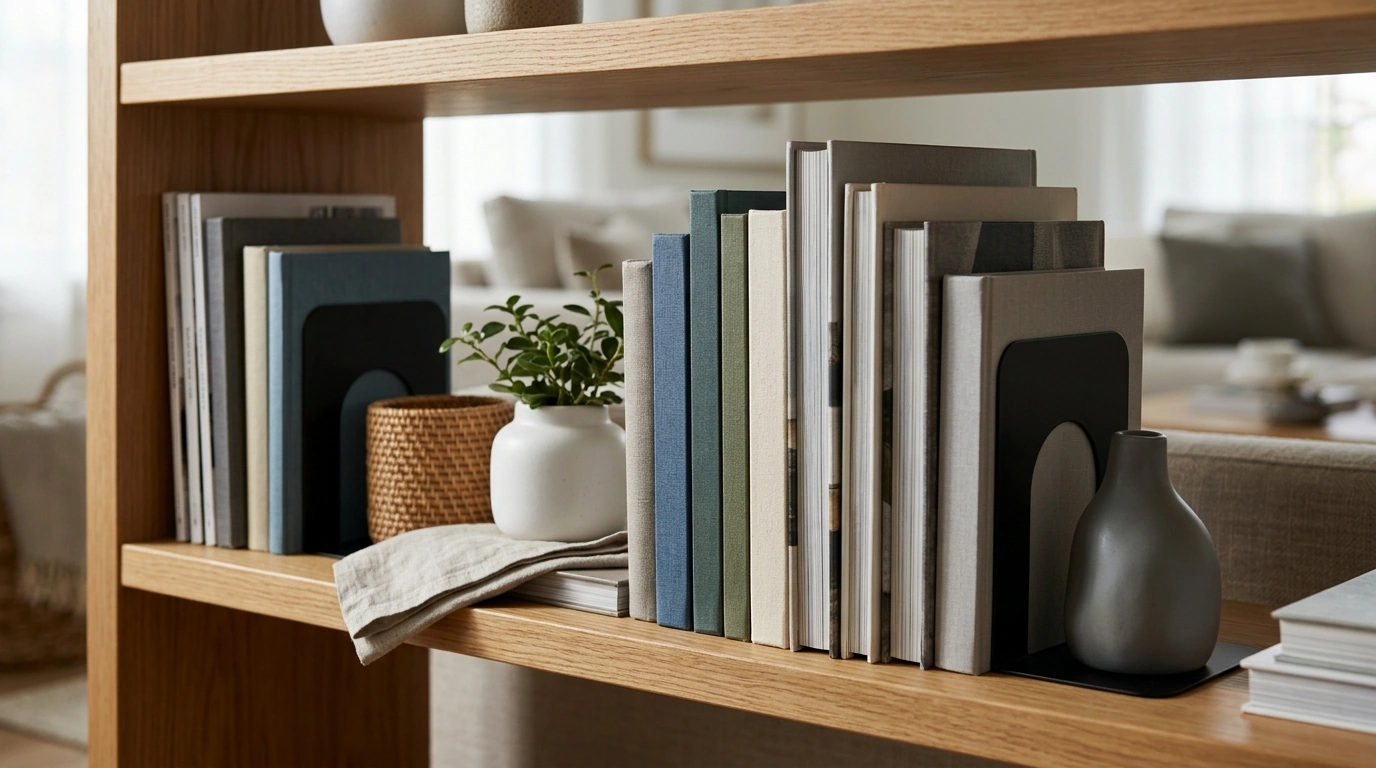 Style Black and White Iron Bookends for Neat Shelves