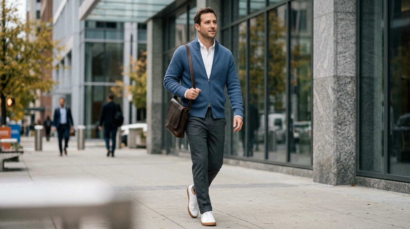 Armani Exchange Men’s Blue Zip Cardigan: Style & Fit